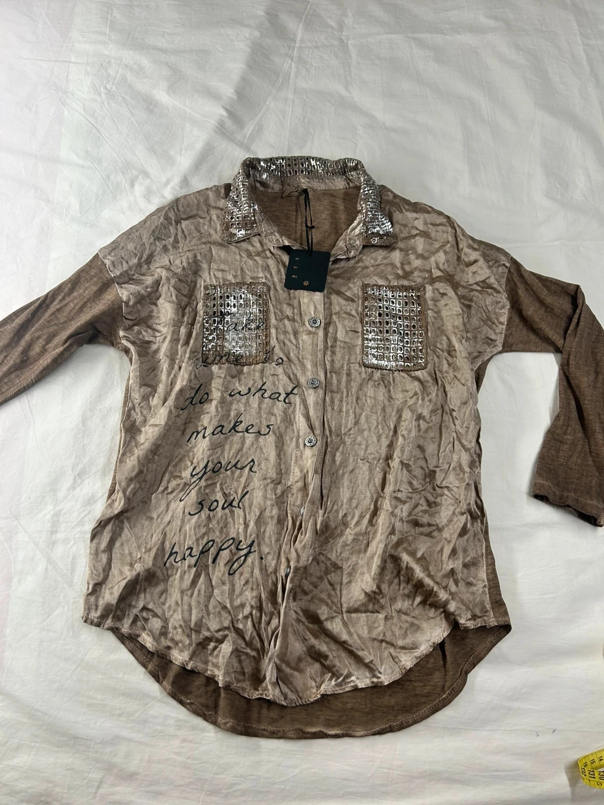 Chemise vintage style rétro y2k marron beige